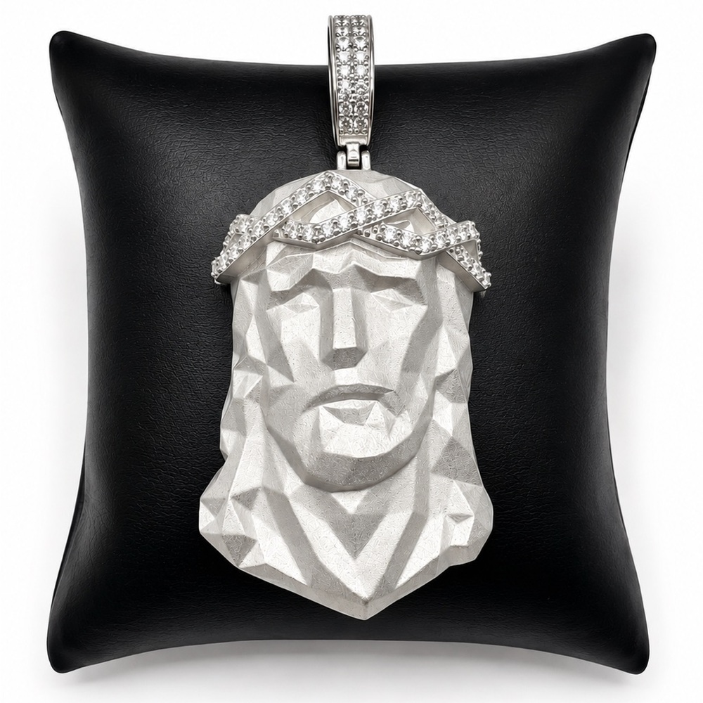 925 Sterling Silver Jesus Head Pendant 2.00CT MOISSANITE Men’s Jewelry